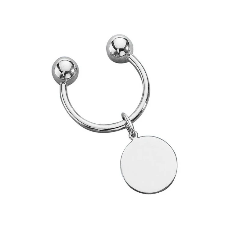 Men’s Designer Engagement Rings-Sterling Silver Screw-Ball Key Ring W/Round Tag