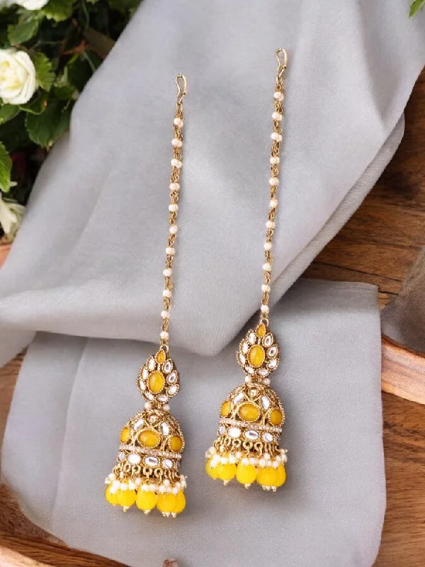 Geometric Drop Earrings for Women-Lemon Gita Sahara Jhumkis