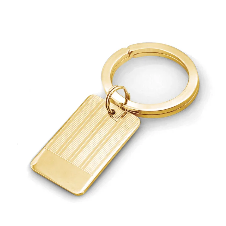 Vintage Engagement Rings for Men-Gold Finish Polished Etched Key Ring