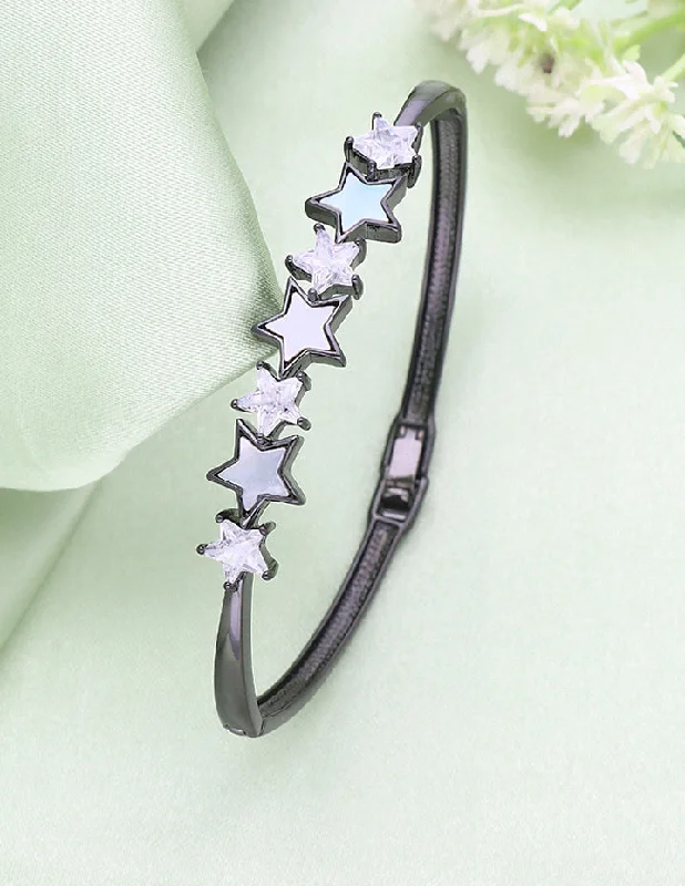 Elegant Bangles for Bridesmaids-Designer MOP Black Polish Bracelet