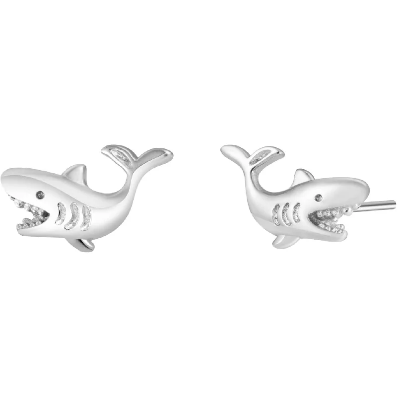 Luxury Silver Earrings-Shark Stud Earrings