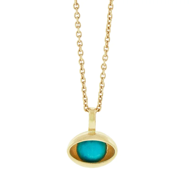 Statement Chain Necklaces-Turquoise Double-Sided Eye Pendant Necklace