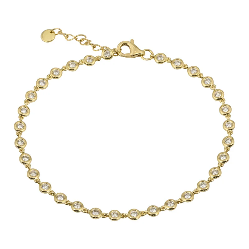 Friendship Beaded Bracelets for Women-14k Yellow Gold Bezel Set Diamond Bracelet