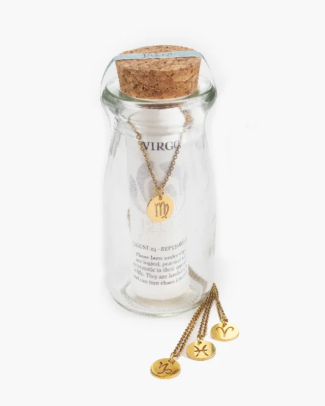 Engraved Necklaces-Zodiac Necklace in a Jar