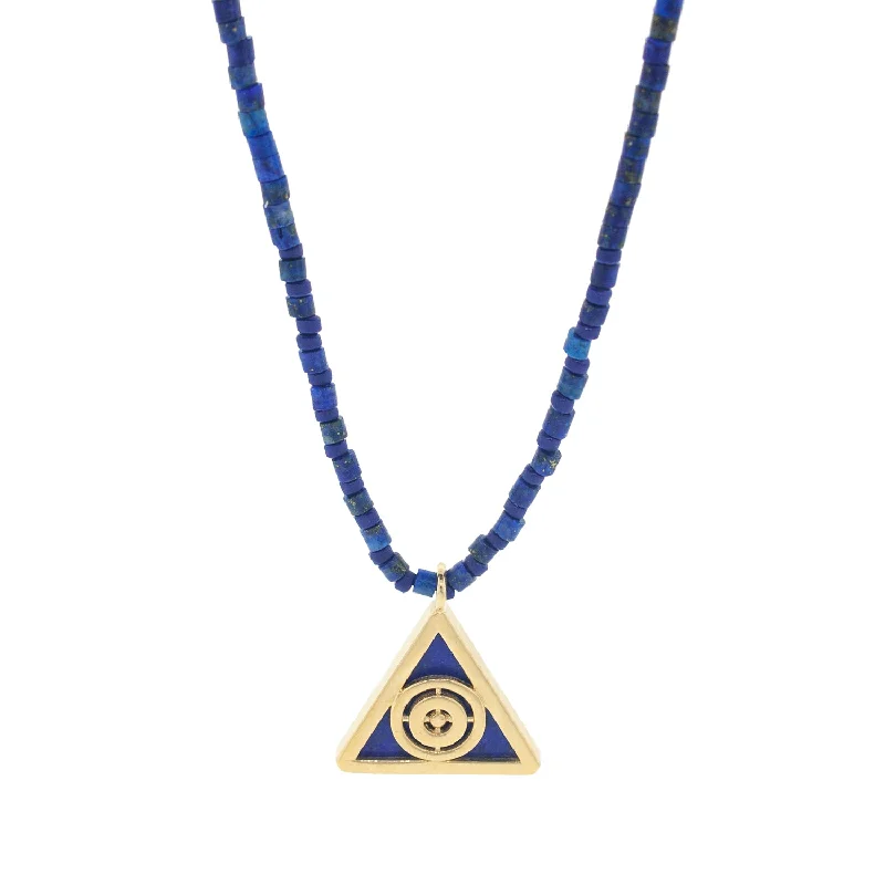 Gemstone Necklaces-Lapis Light of the Majestic Pendant Beaded Necklace