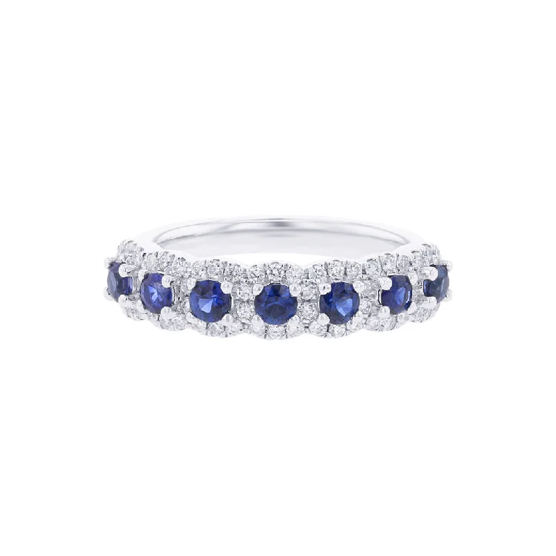 Matching Wedding Rings for Couples-Lola Sapphire and Diamond 7 Stone Ring