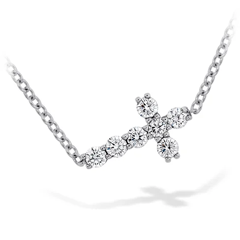 Handmade Necklaces-Hearts On Fire Charmed Horizontal Diamond Cross Necklace