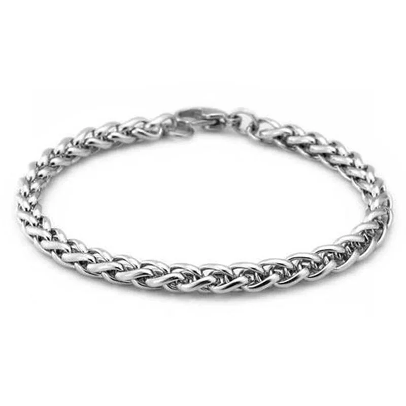 Adjustable Chain Bracelets for Women-Stainless Steel Twisted 4mm Weaved Bracelet