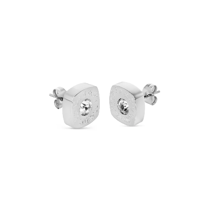 Elegant Drop Earrings-Square Latin Stud Stone Earrings - Silver