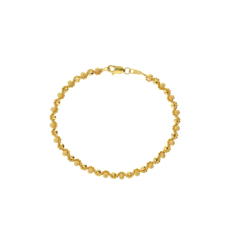 Elegant Diamond Bracelets for Brides-22K Yellow Gold Alternating pattern Link peace Bracelet, 9.1 grams