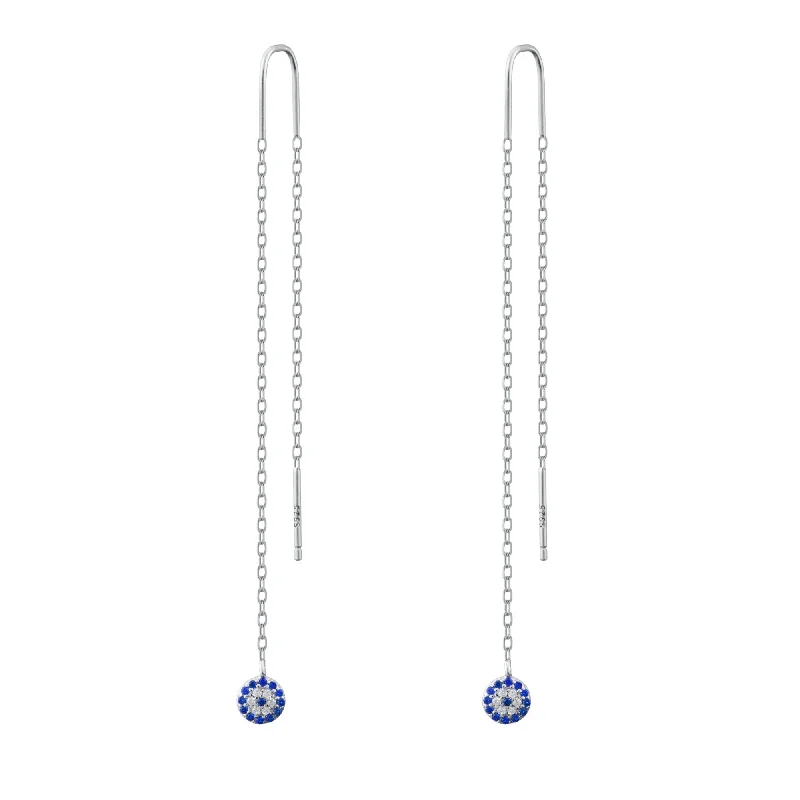 Large Drop Gemstone Earrings-Crystal Pave Evil Eye Riviere Statement Drop Earrings