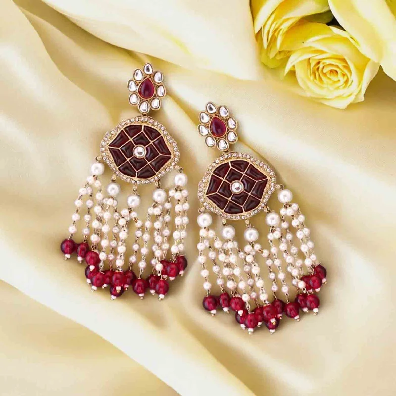 Geometric Pearl Earrings-Rani Radhima Tassels