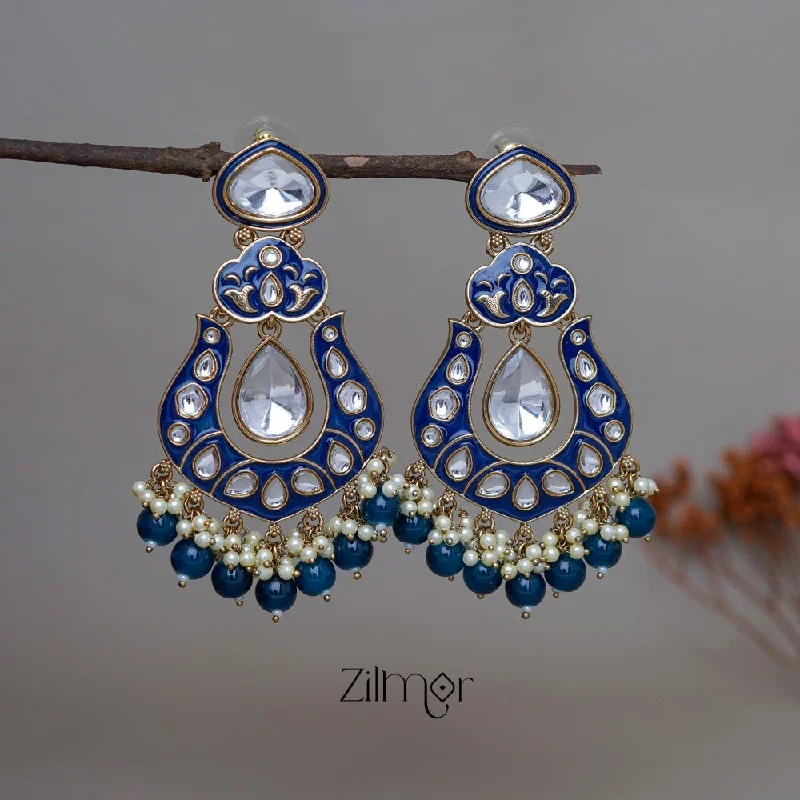 Sparkling Drop Stud Earrings-FS1011254 -  Kundan Chandbali Studded Drop Earrings