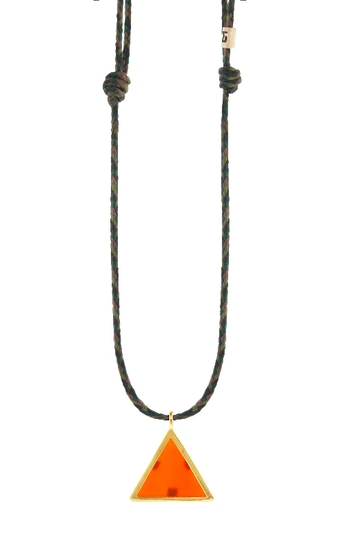 Family Necklaces-Carnelian Triangle Pendant on Cord Necklace