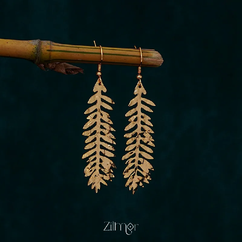 Elegant Crystal Earrings for Women-ZJ1011346 - Golden Leaf Earrings