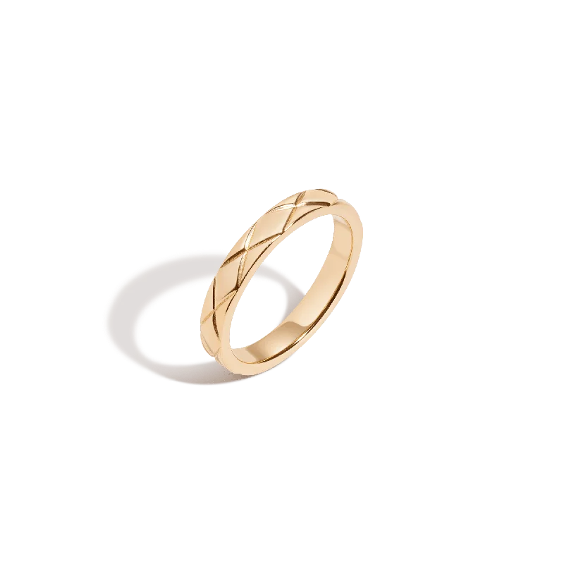 Rose Gold Wedding Rings for Women-Mini Quilted Gold Ring