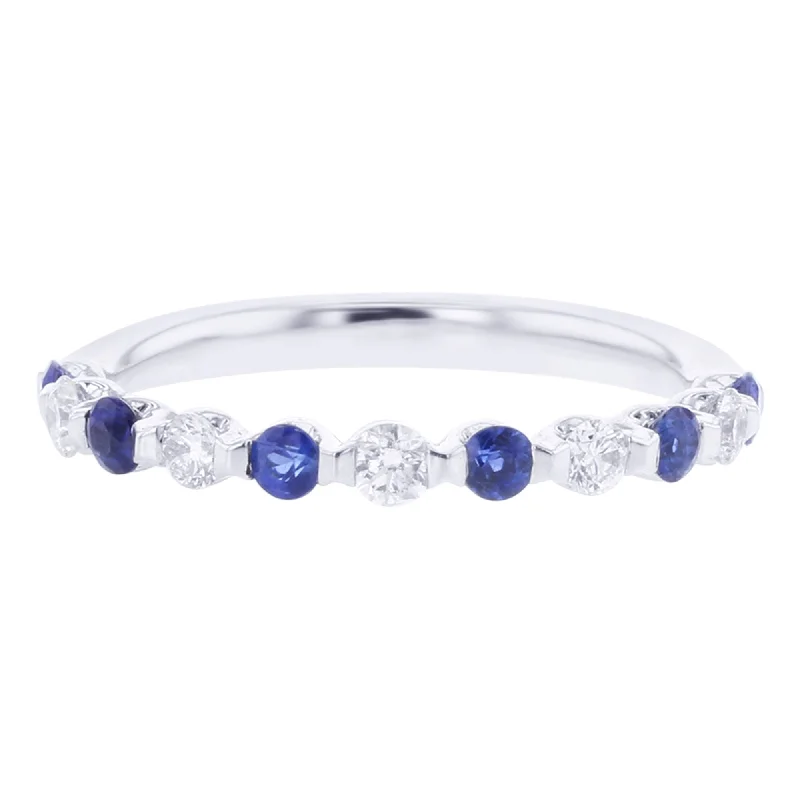 Designer Engagement Bands-Mazarine Sapphire and Diamond Ring