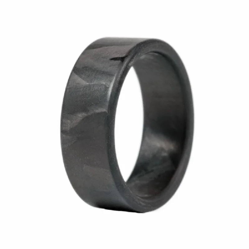 Affordable Gemstone Wedding Rings-The Ranger - Men's Black Carbon Fiber Wedding Ring