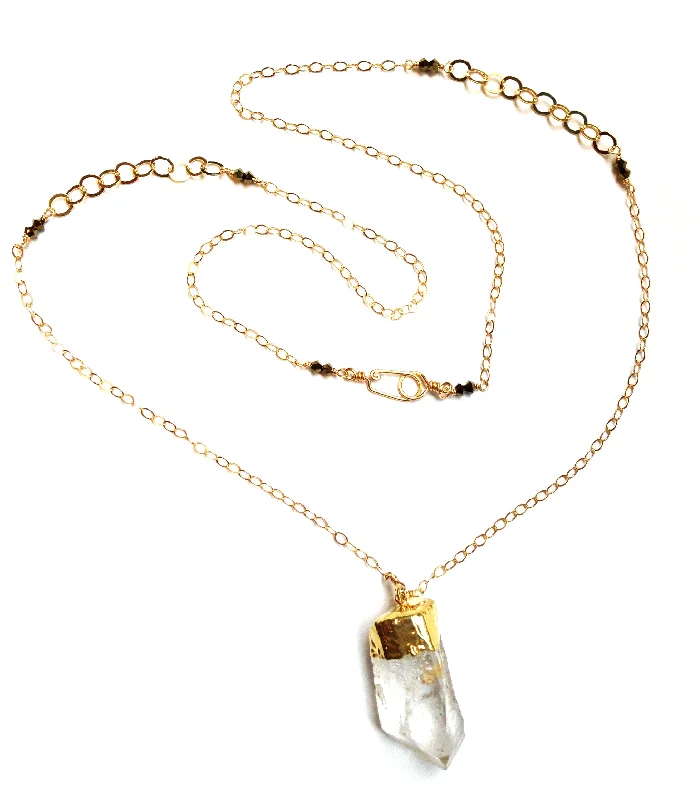 Chunky Necklaces-necklace . long quartz crystal