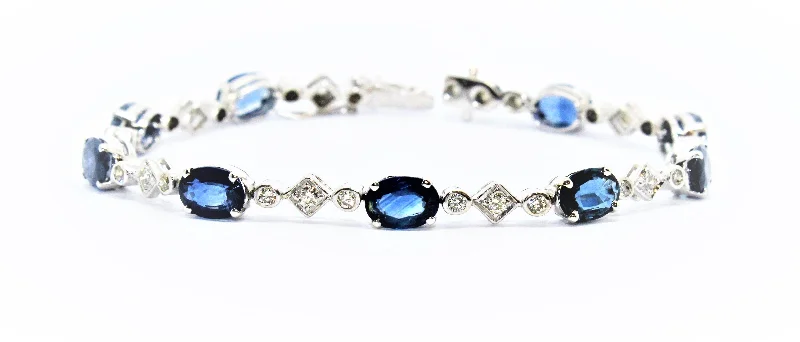 Personalized Couple Bracelets-BLUE SAPPHIRE AND DIAMOND STAR BRACELET AD NO.1622