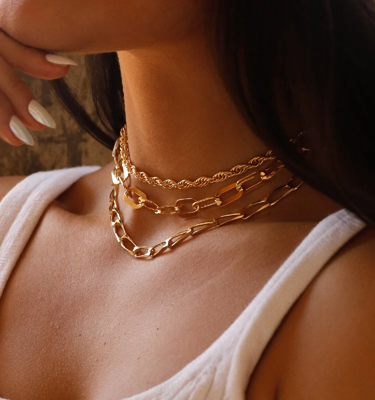 14K Gold Necklaces-Sleek Chain Choker Necklace