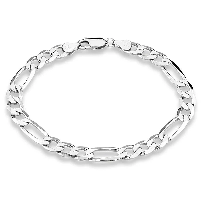 Elegant Personalized Bracelets for Women-Sterling Silver 7mm Figaro Bracelet