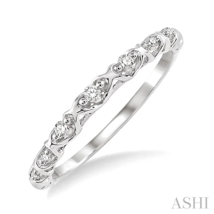 Affordable Custom Wedding Bands-1/20 Ctw Round Cut Diamond Wedding Band in 14K White Gold