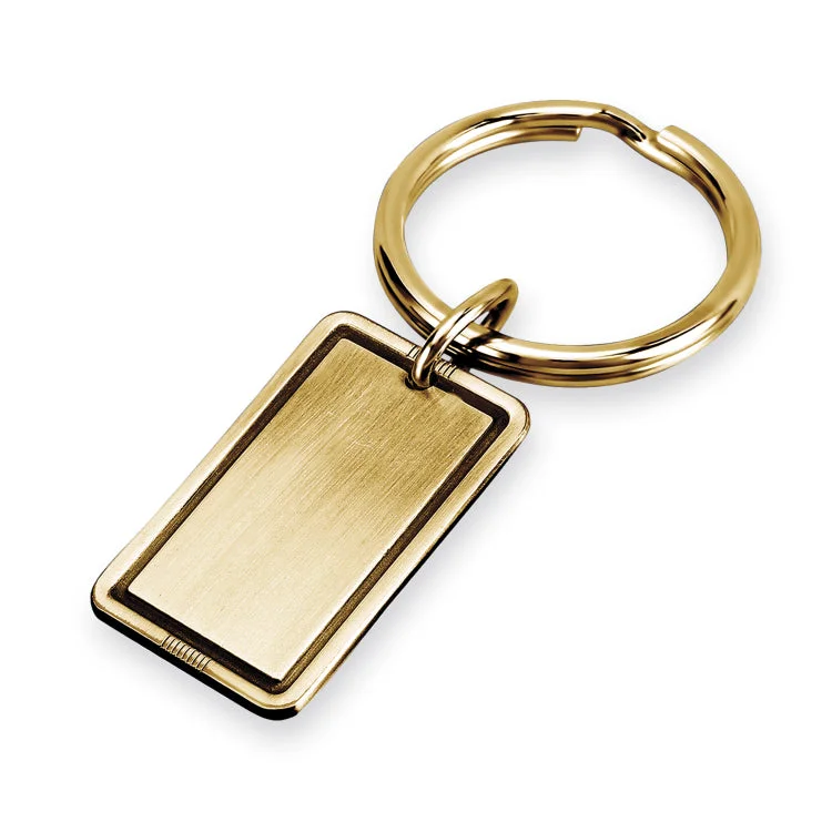 Custom Women’s Diamond Rings-Brass Ox Rectangle Key Ring