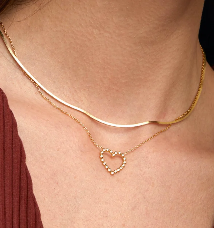 Bridesmaid Necklaces-Skinny Herringbone Chain Necklace