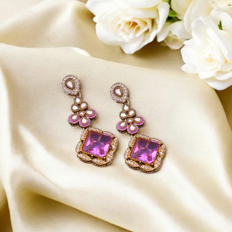 Large Drop Earrings-Purple Parisa Danglers