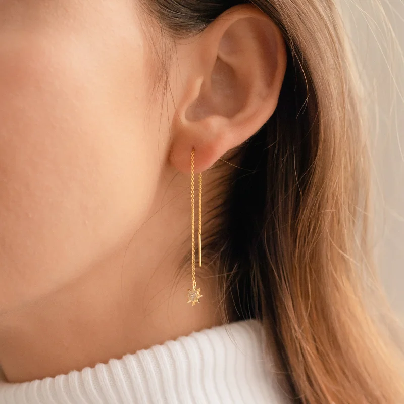 Simple Hoop Drop Earrings for Women-Lux Threader Earrings