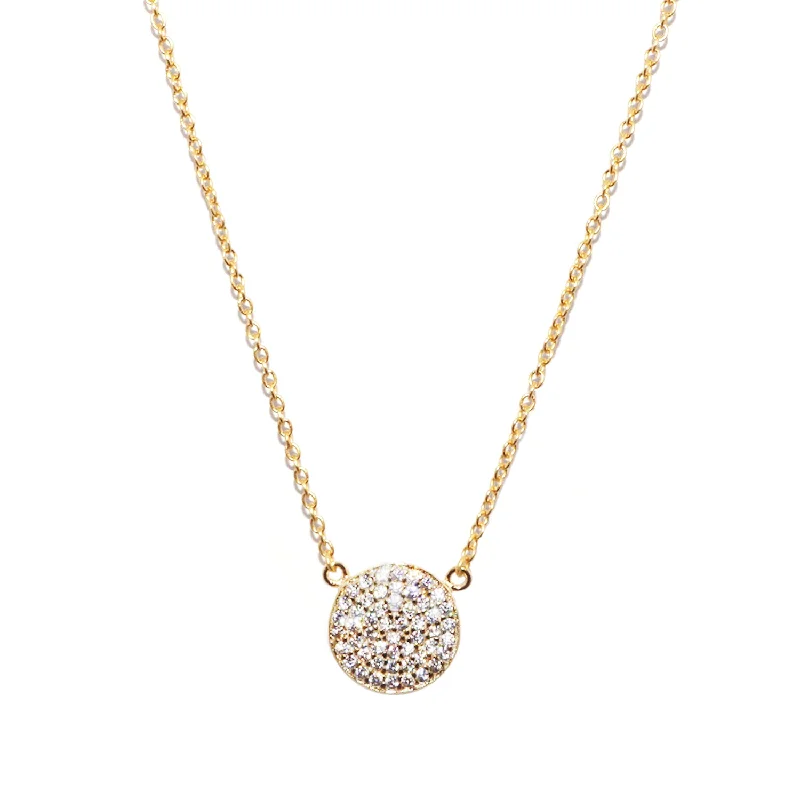 Protective Necklaces-sterling cz disc necklace