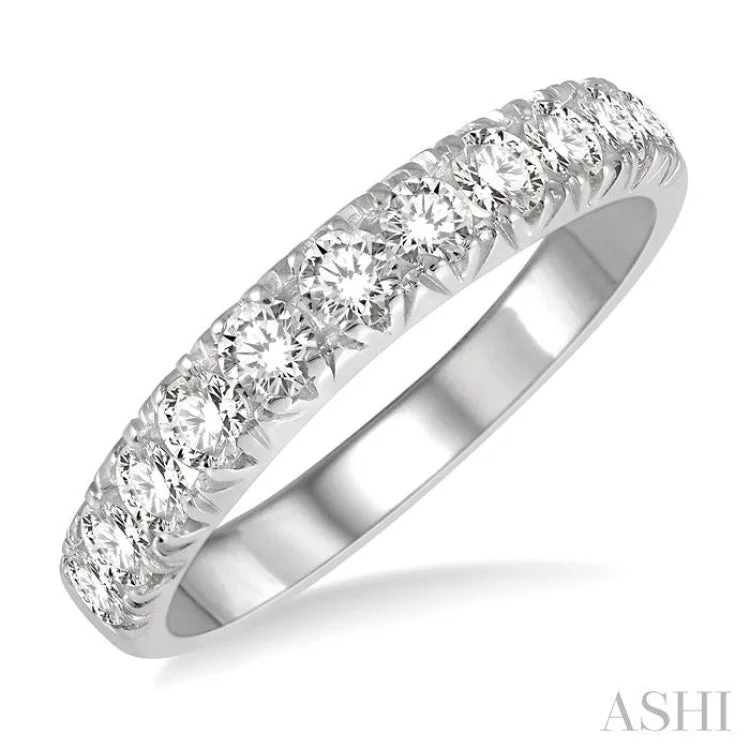 Adjustable Engagement Rings-3/4 ctw 11 Stone Round Cut Diamond Wedding Band in 14K White Gold