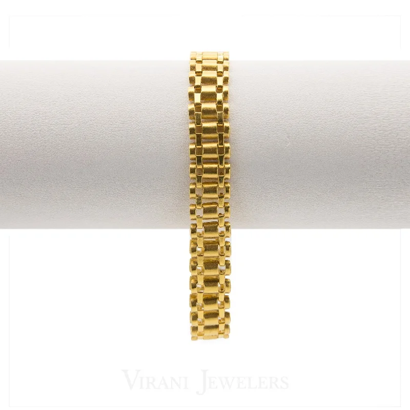 Elegant Adjustable Bangles for Women-22K Yellow Gold Box Chain Link Bracelet for Men