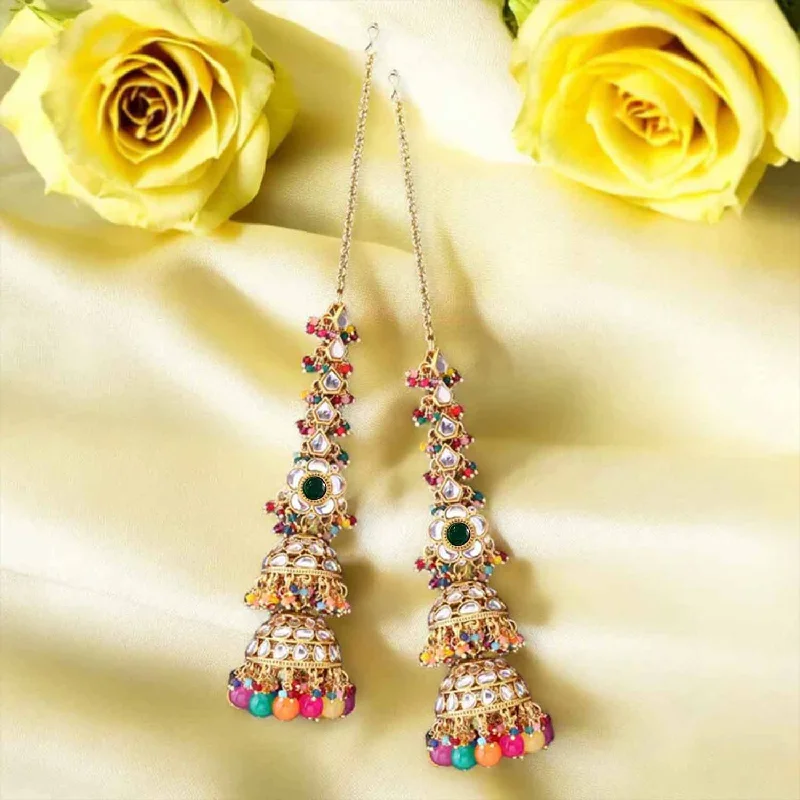 Large Hoop Drop Earrings-Multicolor Chitrak Sahara Jhumkis