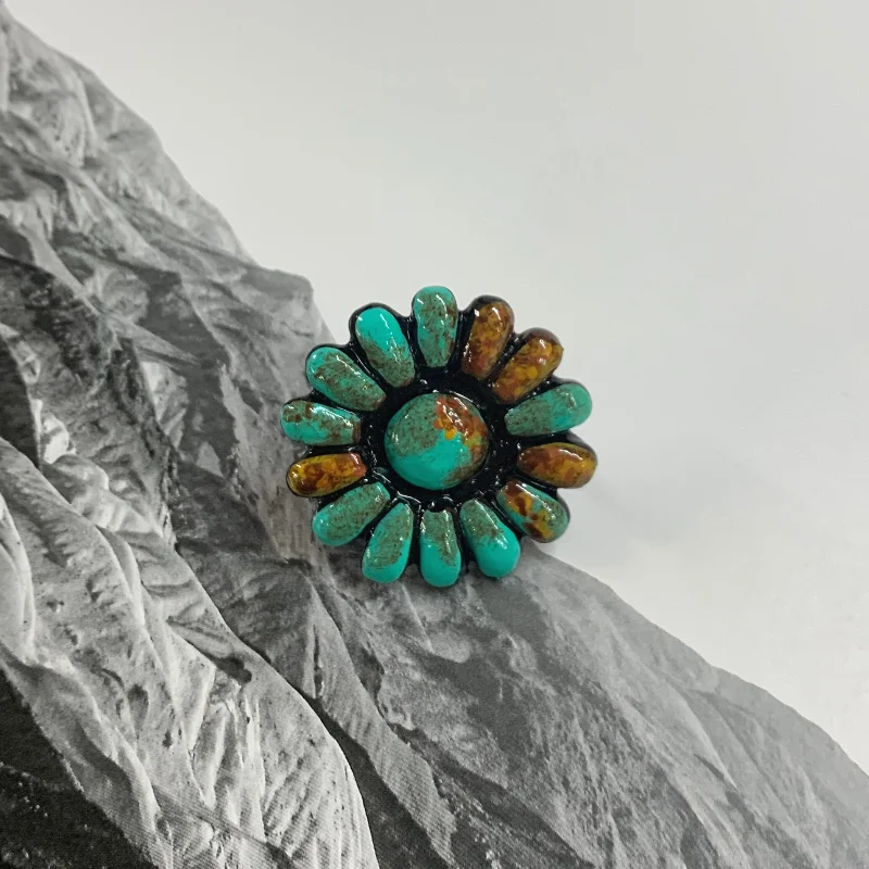 Customizable Drop Earrings-Jericho Clay Adjustable Ring in Turquoise