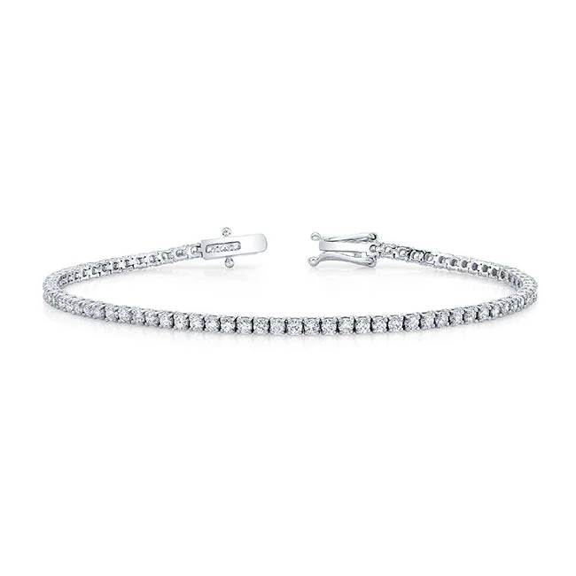 Customizable Bangles for Women-14K WG 1.85 Ct. Lab Grown Diamond Prong Set Tennis Bracelet 7”