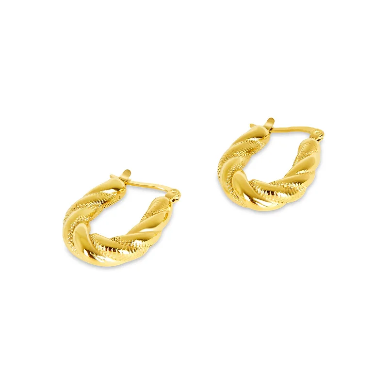 Luxury Gold Earrings-Ziyah Twist Hoop Earrings - Gold