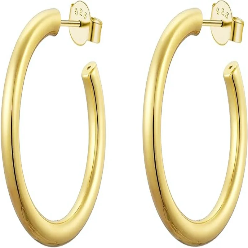 Geometric Drop Earrings-Classic Gold 25mm Hoop Earrings