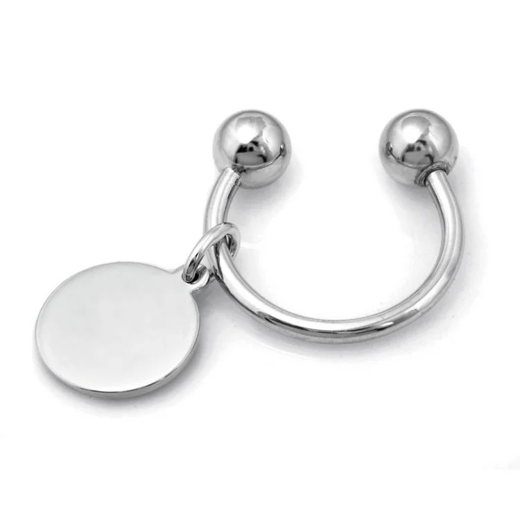 Custom Wedding Band Designs for Men-Sterling Silver Screwball Key Ring W/3/4 Round Tag