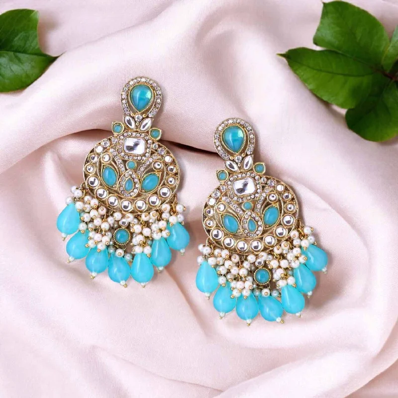 Handmade Gemstone Earrings-Turquoise Nitaara Chandbalis