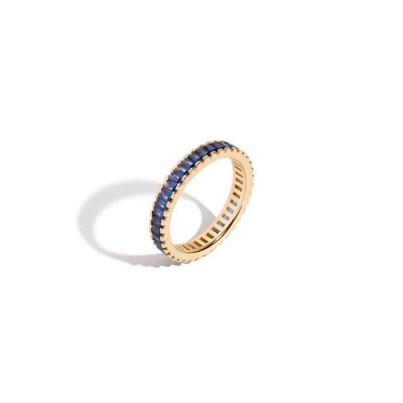 Women’s Vintage Wedding Bands-Lab Grown Blue Sapphire Baguette Eternity Ring