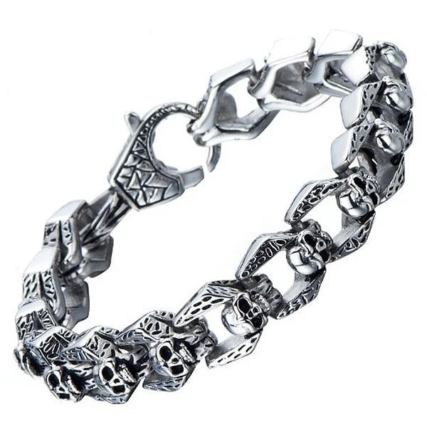 Adjustable Silver Bracelets for Women-Skull Bracelet