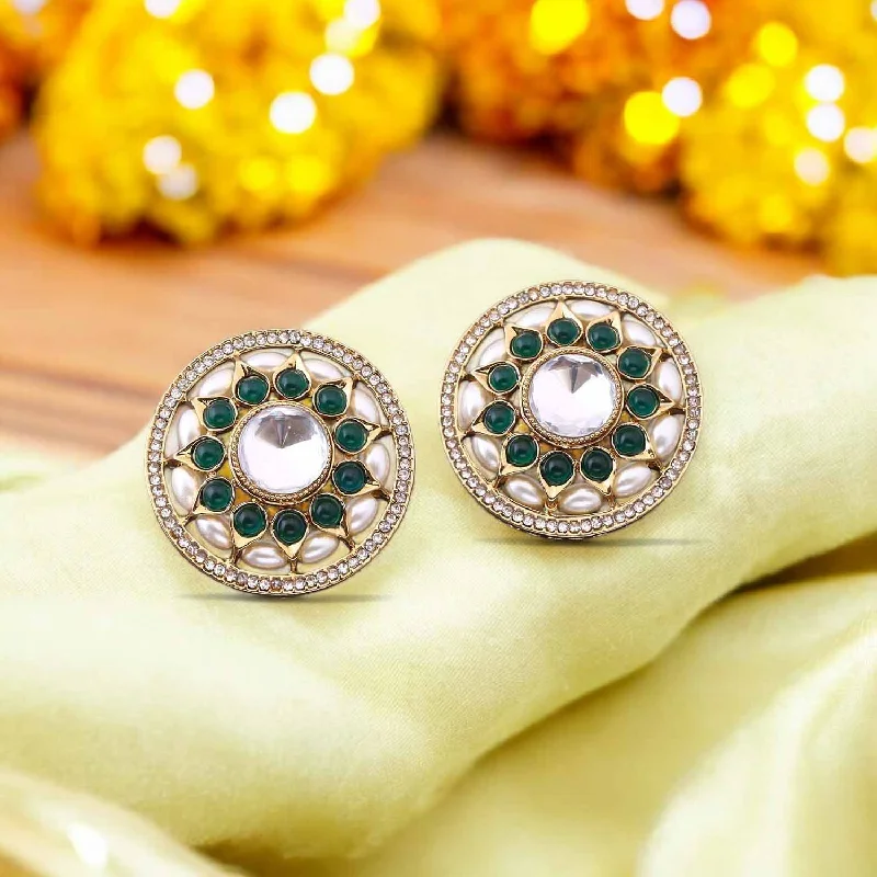 Gemstone Hoop Earrings-Emerald Antani Studs