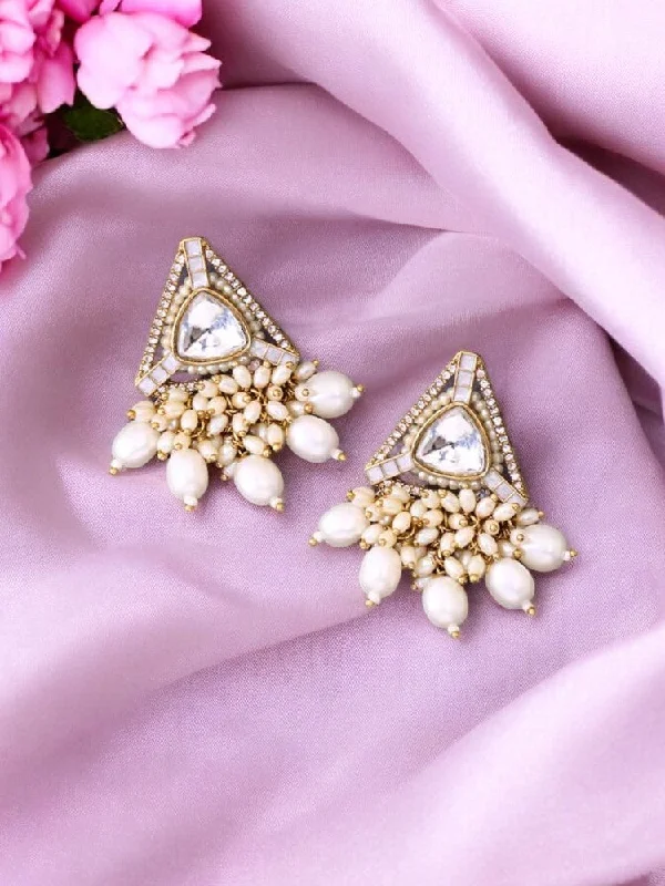 Sparkling Designer Earrings-Ivory Nita Danglers