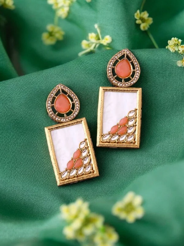 Sparkling Hoop Earrings-Coral Jisha Danglers