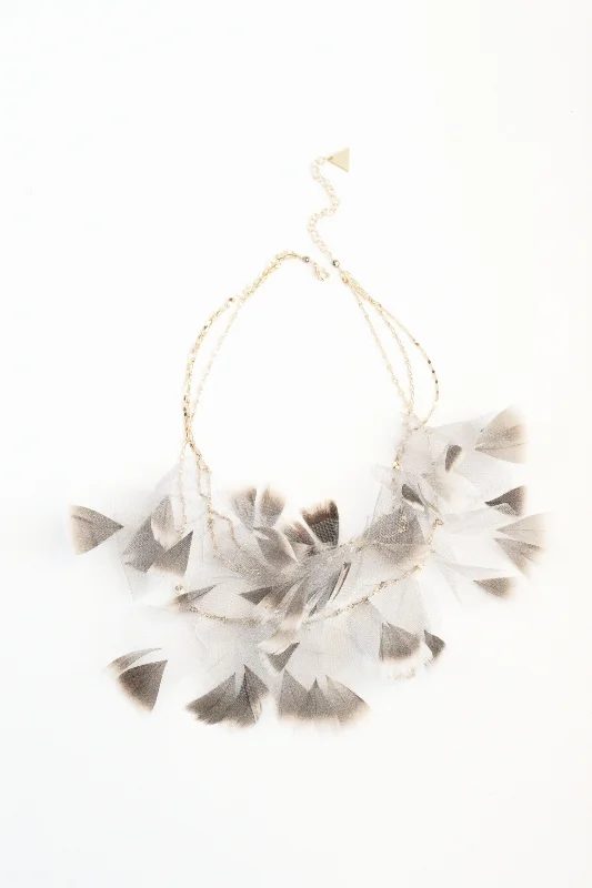 Modern Necklaces-Ballerina Tulle Feather Necklace