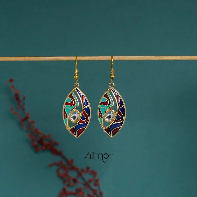 Gold Hoop Earrings-ZI1011293 - Meenakari Evileye Earrings