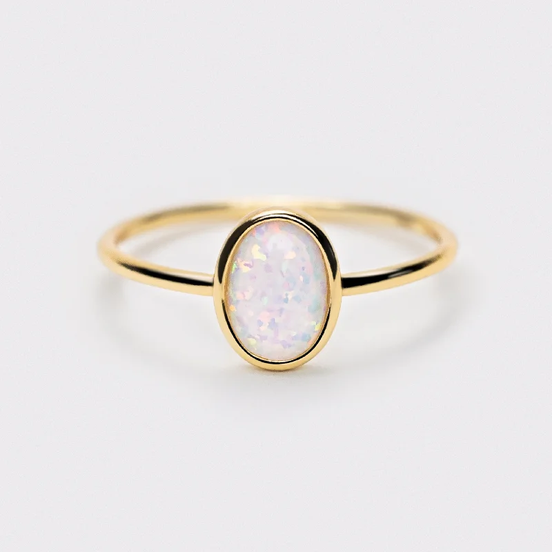 Classic Engagement Ring Styles-Round Opal Ring