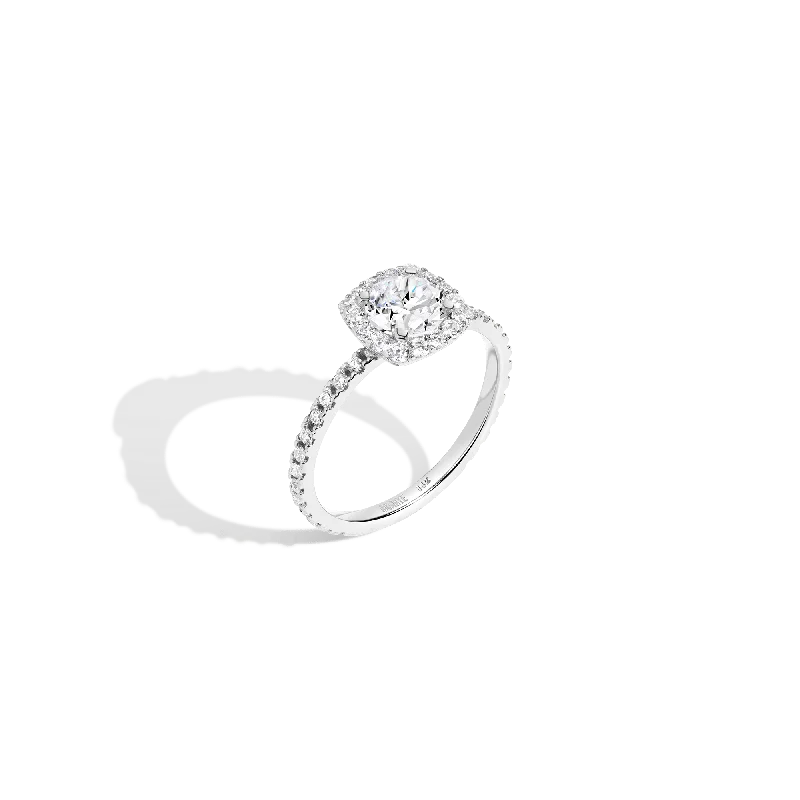 Custom Infinity Rings for Couples-Pavé Round Halo Diamond Ring